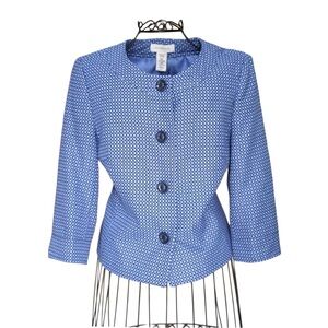 Vintage Herringbone Blue Women's Blazer Suit Jacket. Small